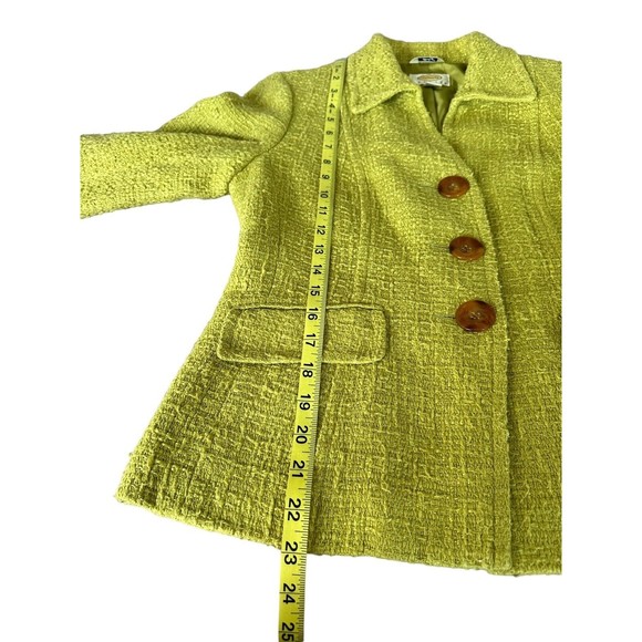 Talbots Vintage apple Green Textured Blazer Jacket Size 4 Petite Italian fabric - Picture 5 of 11